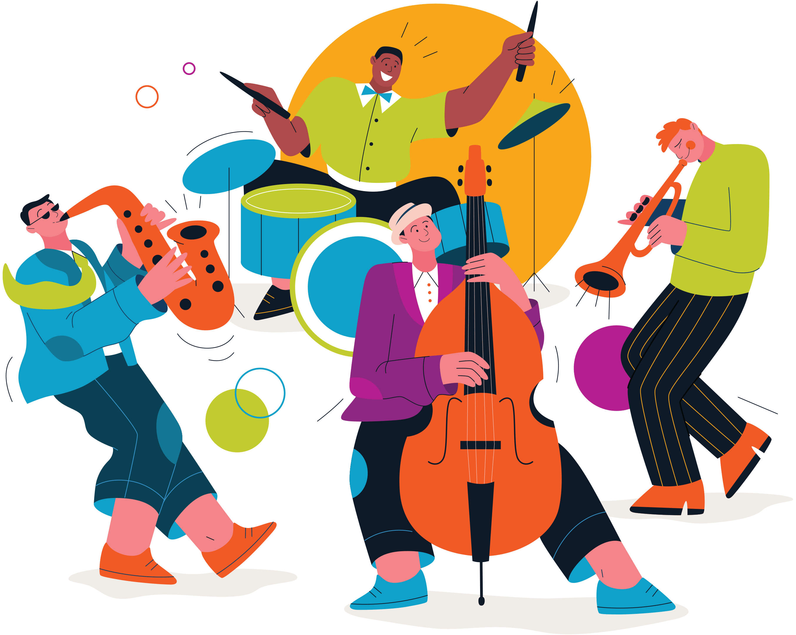 An illustrated jazz band